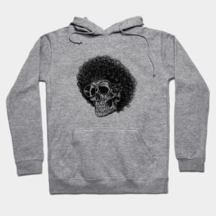 Cute skull with afro hair wearing glasses drawing with scribble art Hoodie